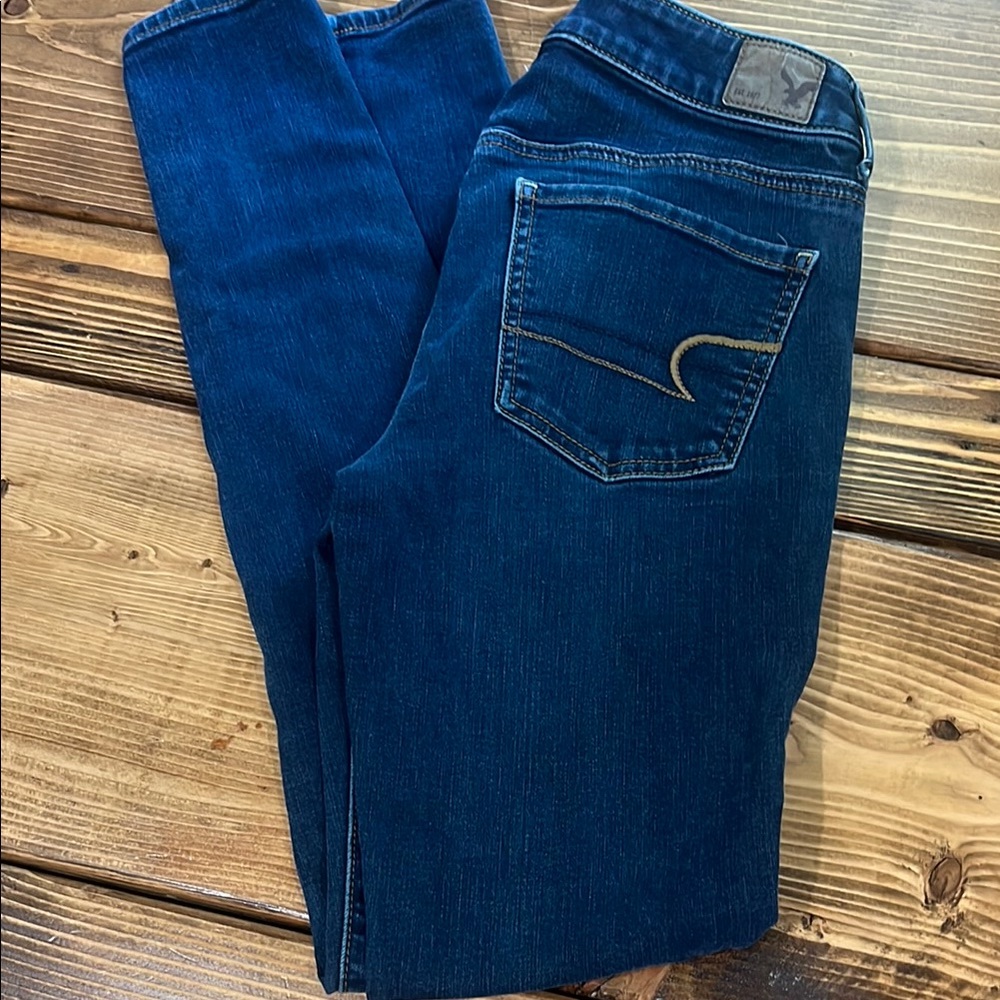 American Eagle Women's Blue Skinny Jeans Jeggings Size 2 Long 2L
